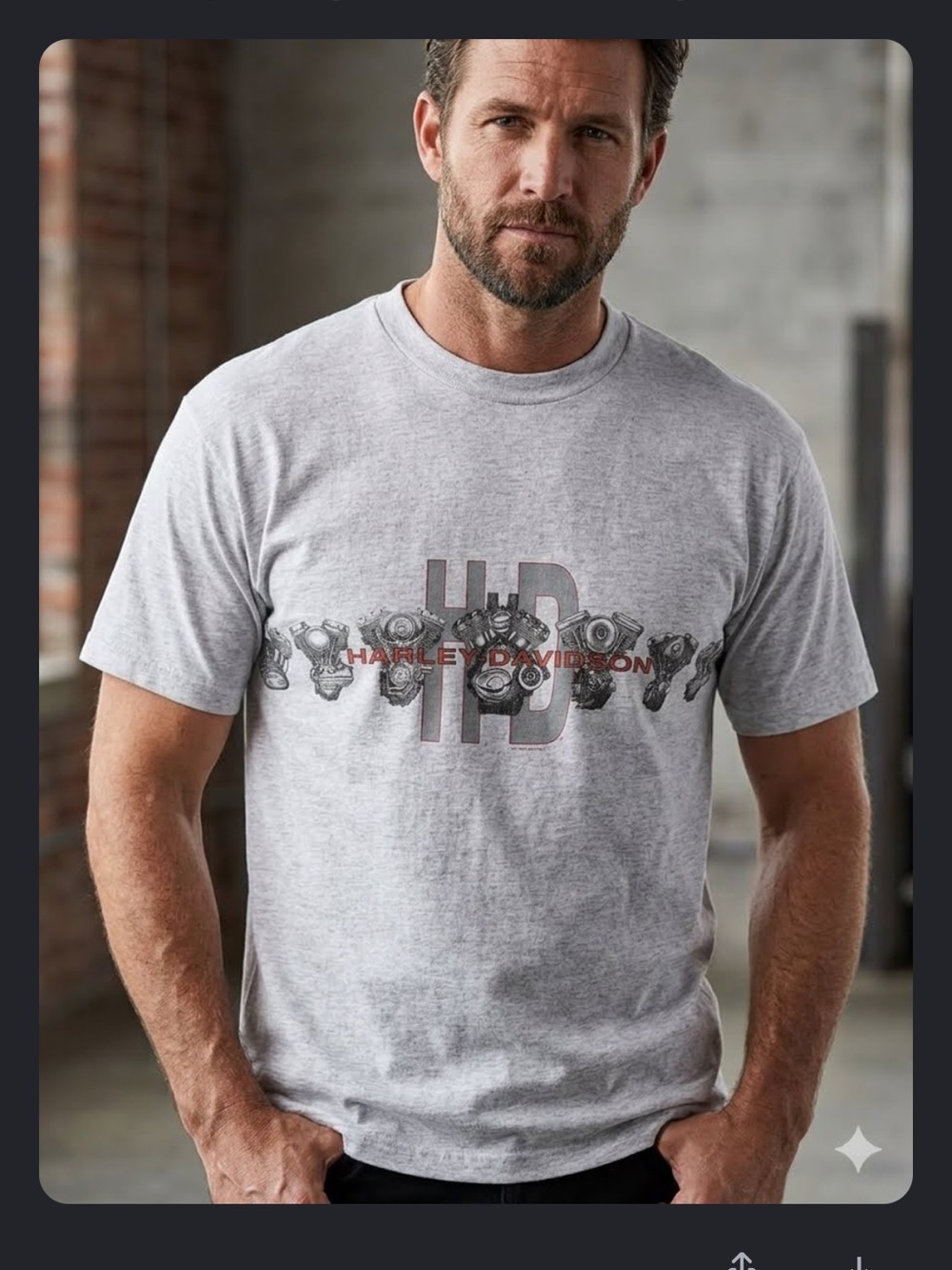 Harley-Davidson Men's Grey HD Engine Graphic Tee